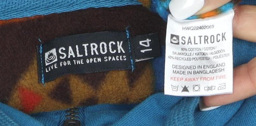 Saltrock Women's Blue Full Zip Hooded Sweatshirt Size 14 Cotton Blend