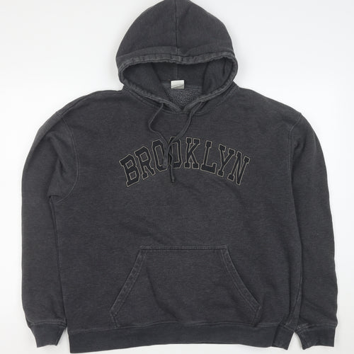 Zayan Mens Grey XL Pullover Hoodie Brooklyn Graphic Fleece
