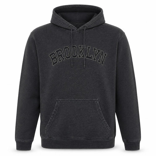 Front view of Zayan men’s grey xl pullover hoodie brooklyn graphic fleece