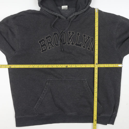 Zayan Mens Grey XL Pullover Hoodie Brooklyn Graphic Fleece