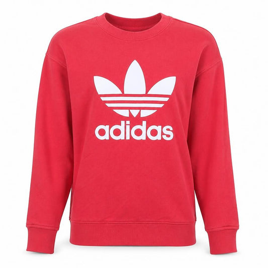 Front view of Adidas women’s red crew neck pullover sweatshirt xs uk 6