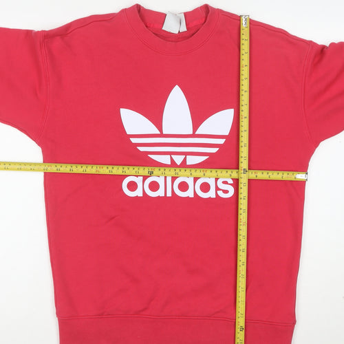 Adidas Womens Red Crew Neck Pullover Sweatshirt XS UK 6