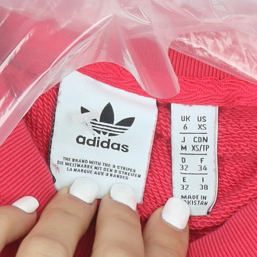 Adidas Womens Red Crew Neck Pullover Sweatshirt XS UK 6