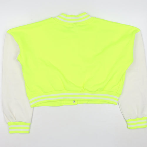 STYOUROUTFIT Women's Yellow Varsity Jacket Size 12 Cropped Casual