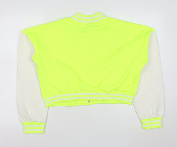 STYOUROUTFIT Women's Yellow Varsity Jacket Size 12 Cropped Casual