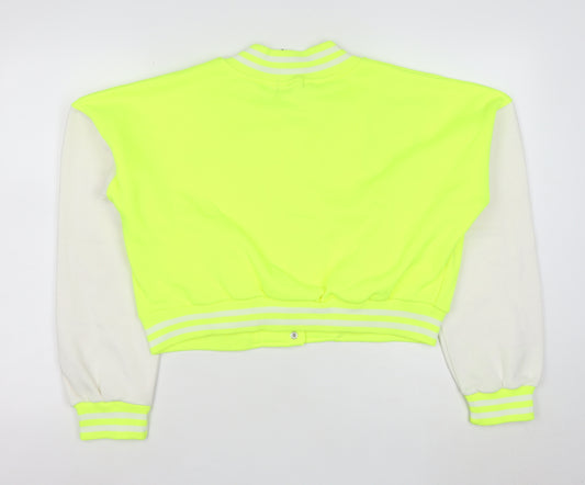 STYOUROUTFIT Women's Yellow Varsity Jacket Size 12 Cropped Casual