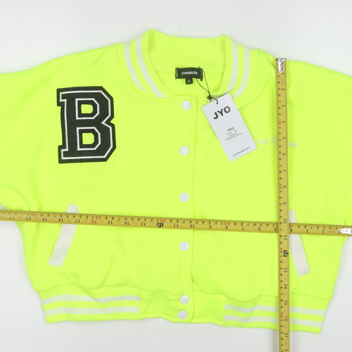 STYOUROUTFIT Women's Yellow Varsity Jacket Size 12 Cropped Casual