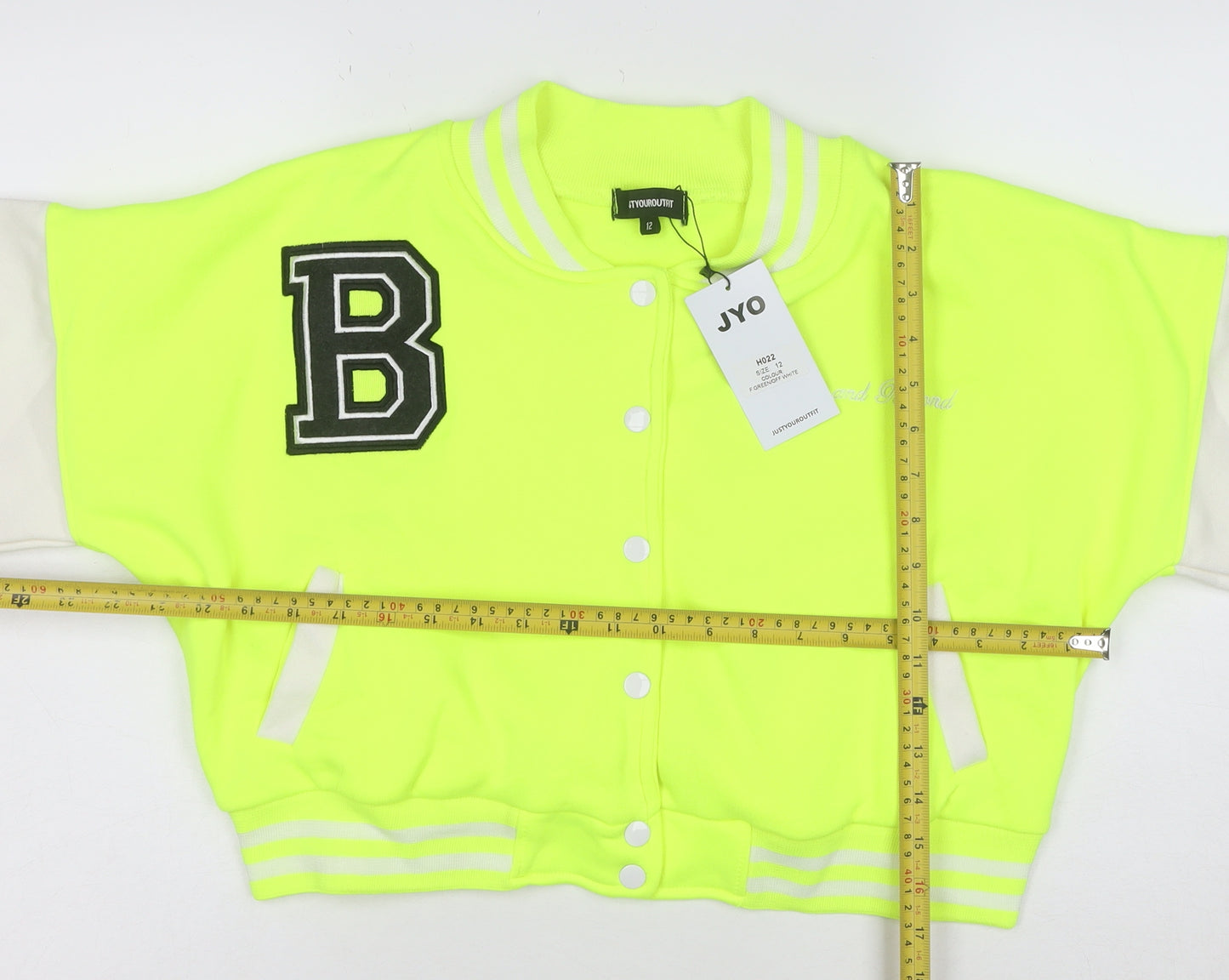 STYOUROUTFIT Women's Yellow Varsity Jacket Size 12 Cropped Casual
