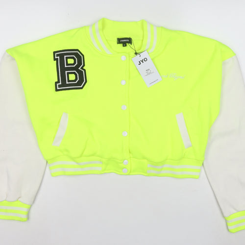 STYOUROUTFIT Women's Yellow Varsity Jacket Size 12 Cropped Casual