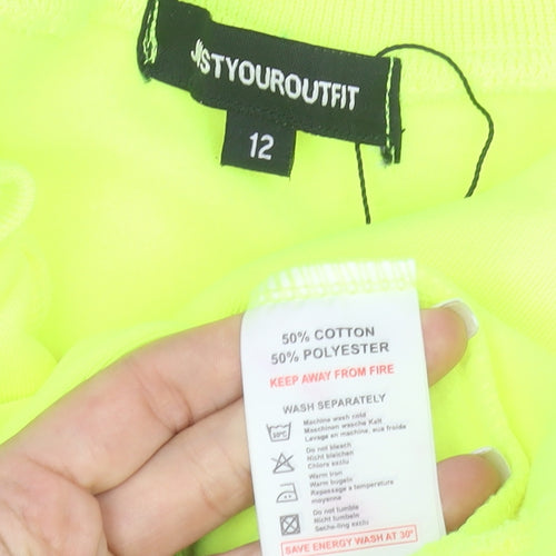 STYOUROUTFIT Women's Yellow Varsity Jacket Size 12 Cropped Casual