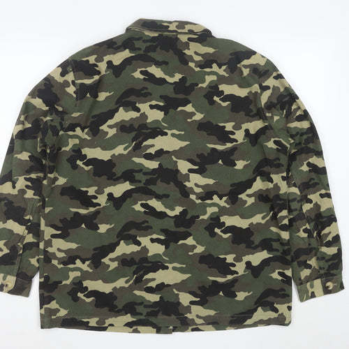 New Look Women Green Camo Military Jacket Size 14 Cotton
