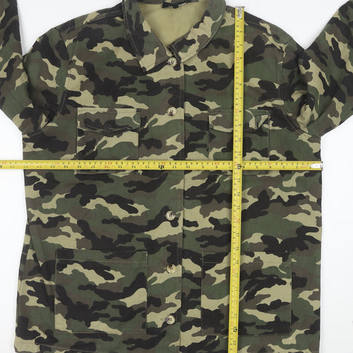 New Look Women Green Camo Military Jacket Size 14 Cotton