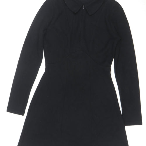 Marks and Spencer Womens Black Size 10 Fit & Flare Collared Dress