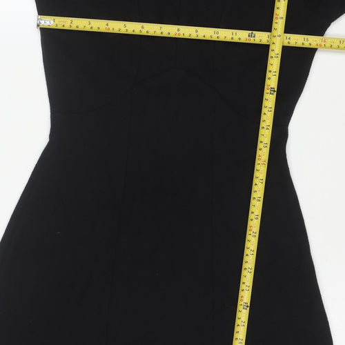 Marks and Spencer Womens Black Size 10 Fit & Flare Collared Dress