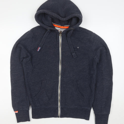 Superdry Men's Blue Full Zip Hoodie Size M Cotton Blend