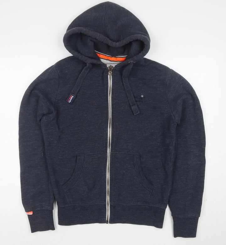 Superdry Men's Blue Full Zip Hoodie Size M Cotton Blend