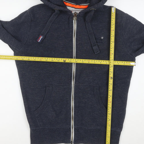 Superdry Men's Blue Full Zip Hoodie Size M Cotton Blend