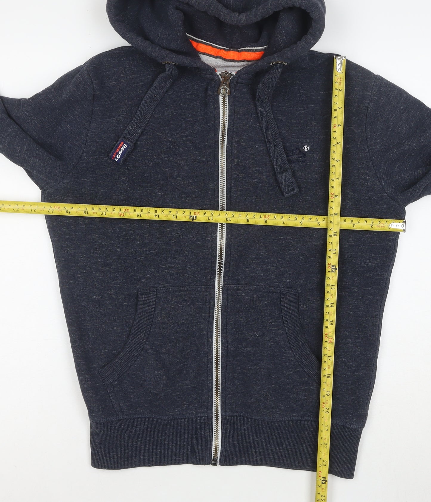 Superdry Men's Blue Full Zip Hoodie Size M Cotton Blend