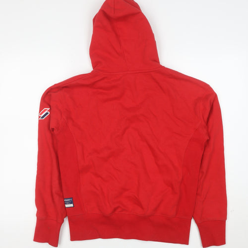 Superdry Men's Red Full Zip Hoodie Size M Regular Fit Cotton
