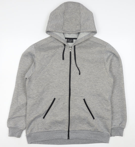 Champion Men's Grey Full Zip Hoodie Size M Fleece Lined