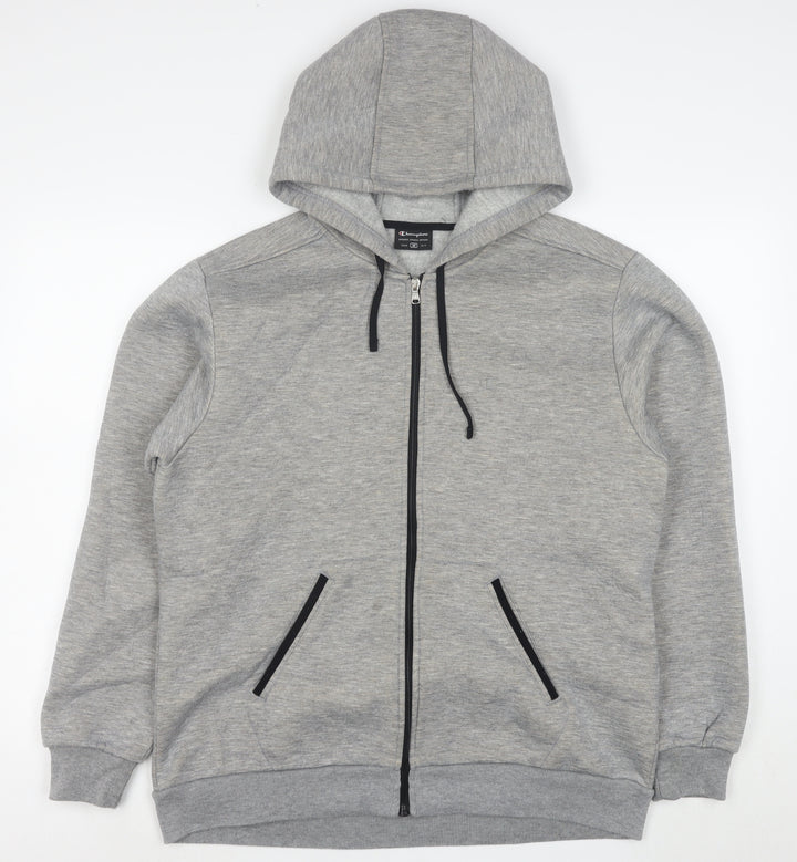 Champion Men's Grey Full Zip Hoodie Size M Fleece Lined