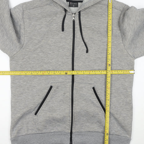 Champion Men's Grey Full Zip Hoodie Size M Fleece Lined