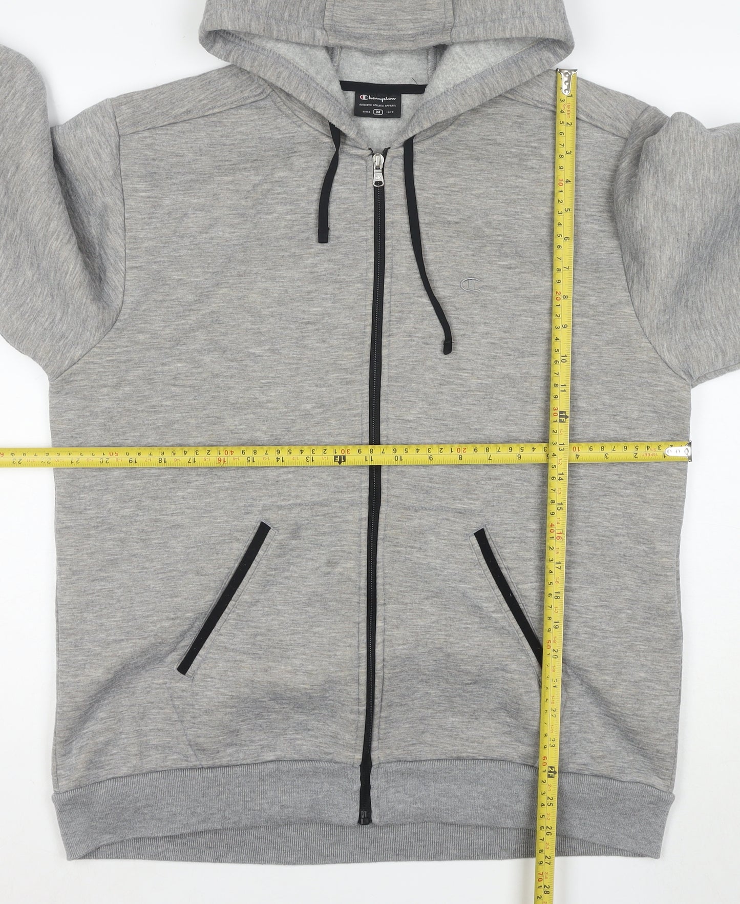 Champion Men's Grey Full Zip Hoodie Size M Fleece Lined