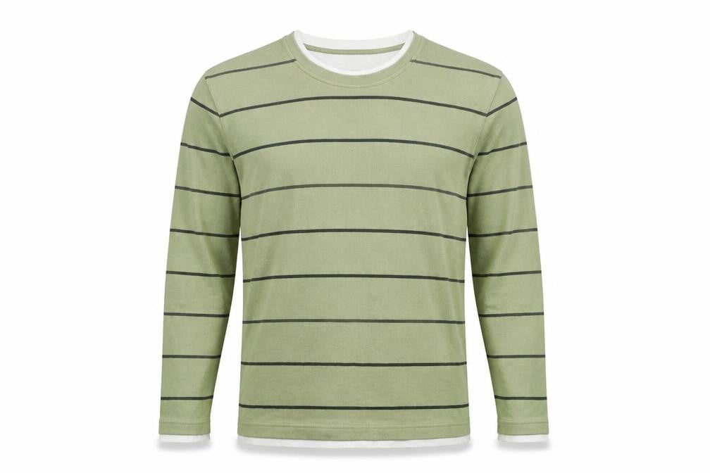 Front view of Easy men’s green striped cotton jumper xl