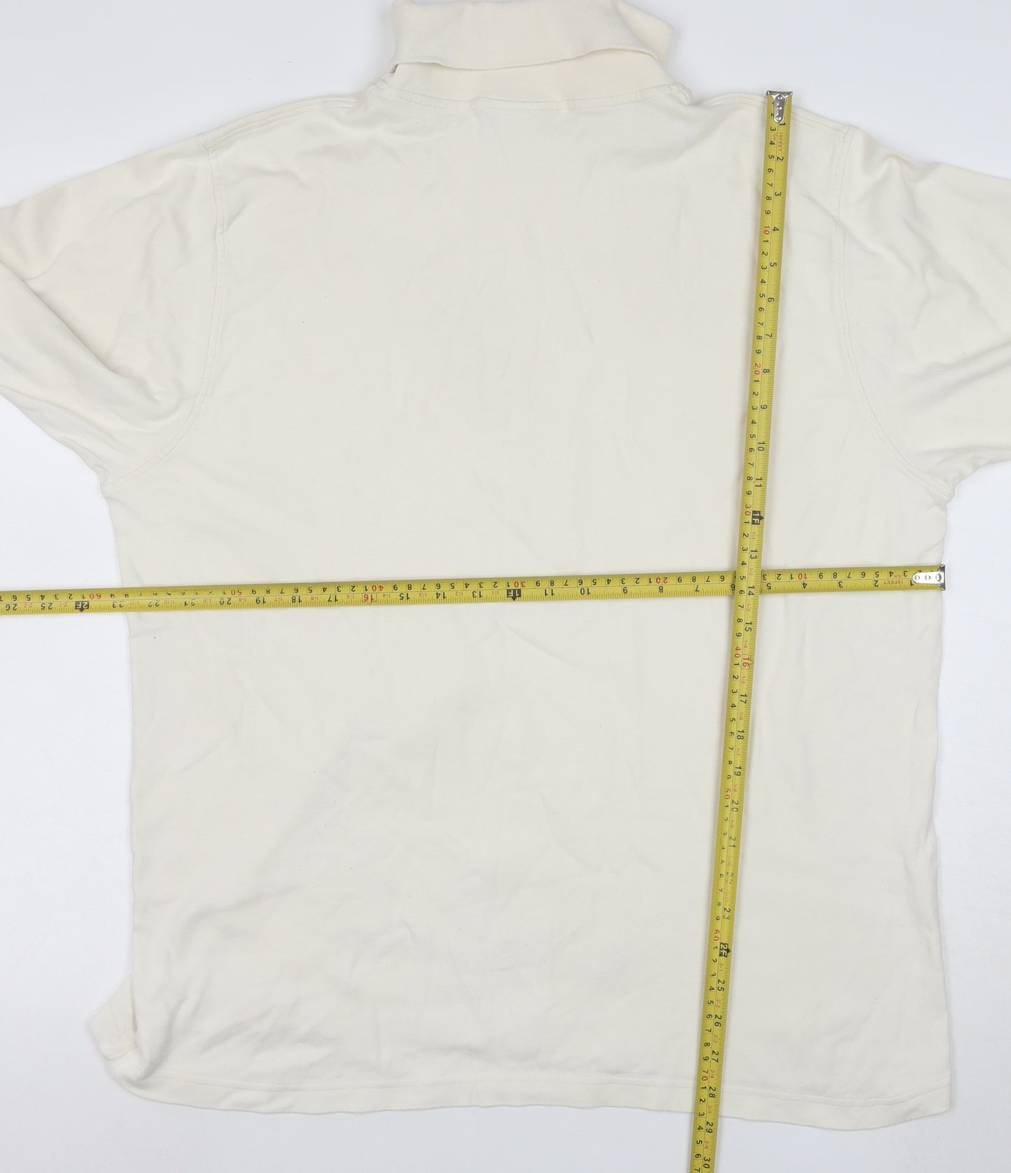 Lyle & Scott Men's Ivory Roll Neck Cotton Pullover Sweatshirt XL
