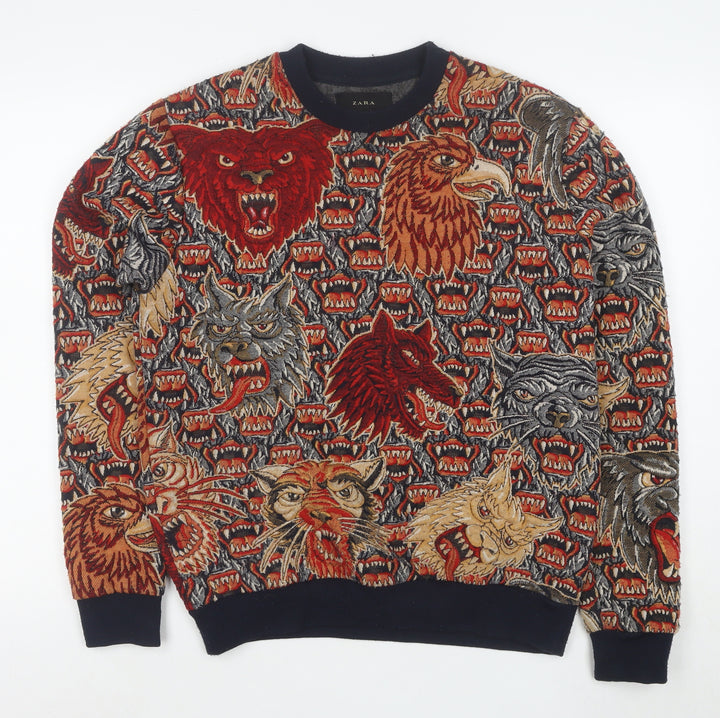 Zara Men's Multicoloured Animal Print Embroidered Jacket S