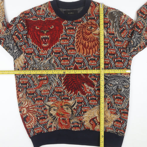 Zara Men's Multicoloured Animal Print Embroidered Jacket S