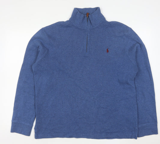 Polo Ralph Lauren Men's Blue 1/4 Zip Cotton Pullover Sweatshirt Size L