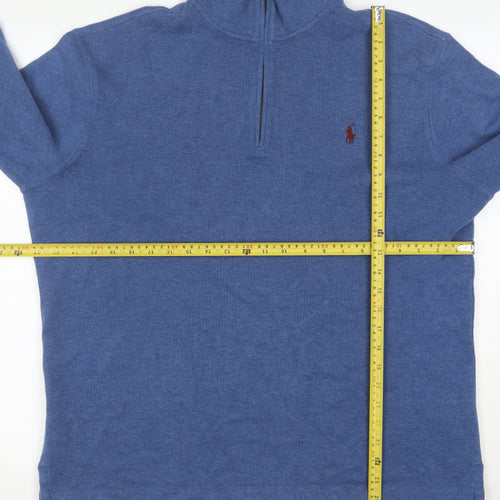 Polo Ralph Lauren Men's Blue 1/4 Zip Cotton Pullover Sweatshirt Size L