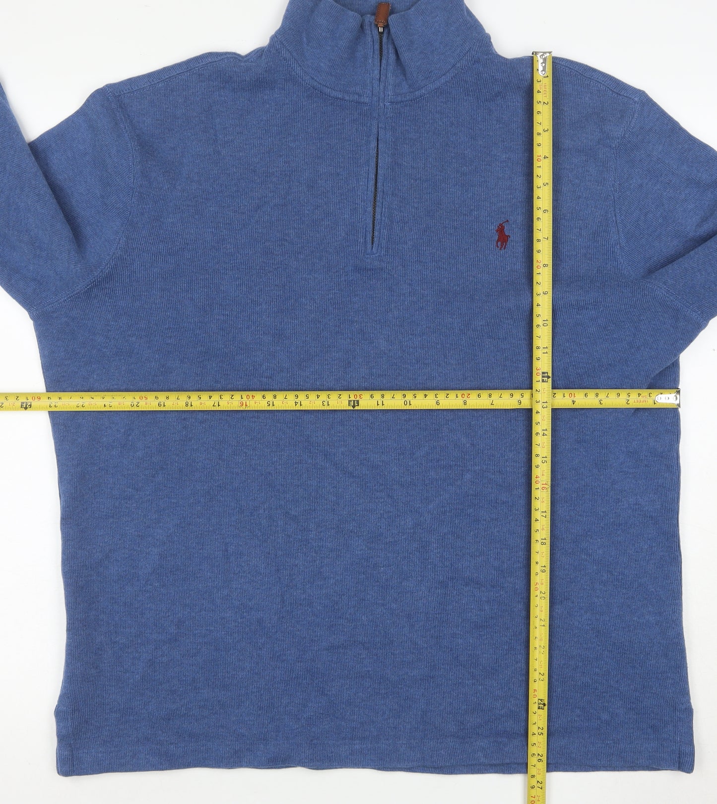 Polo Ralph Lauren Men's Blue 1/4 Zip Cotton Pullover Sweatshirt Size L