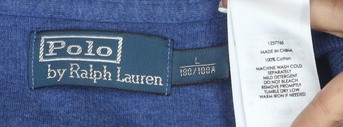 Polo Ralph Lauren Men's Blue 1/4 Zip Cotton Pullover Sweatshirt Size L