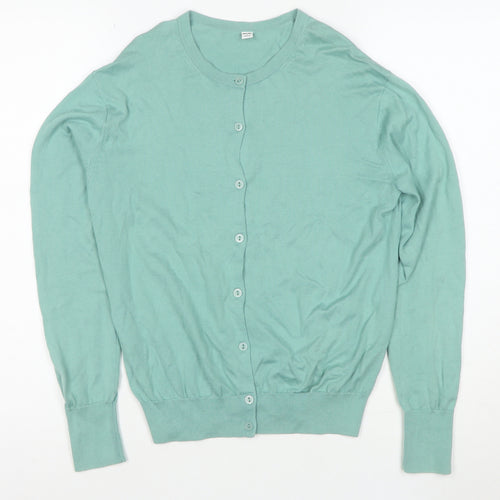 Uniqlo Women's Green Cotton Crew Neck Cardigan Size S