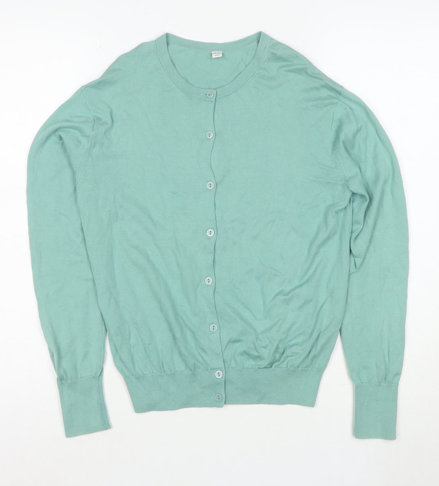 Uniqlo Women's Green Cotton Crew Neck Cardigan Size S