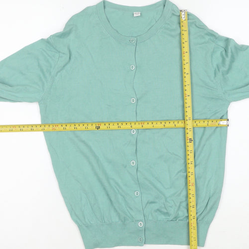 Uniqlo Women's Green Cotton Crew Neck Cardigan Size S