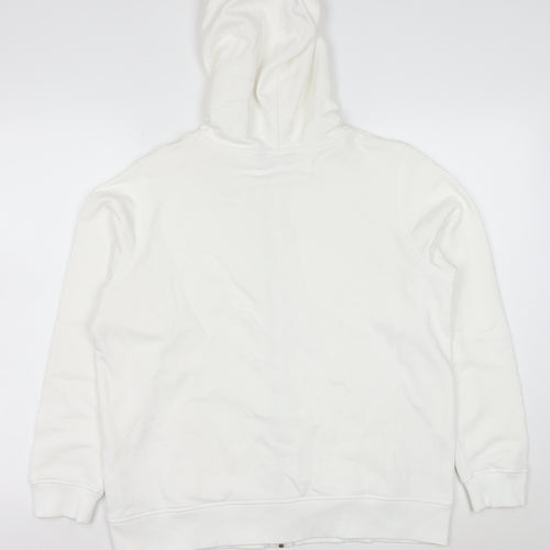 Marks and Spencer Women White Full Zip Hoodie Size 16 Cotton Blend