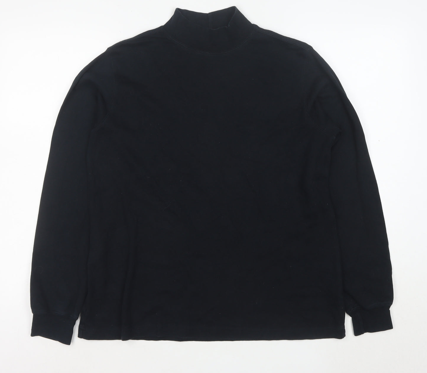 Lands' End Women's Black Mock Neck Long Sleeve Cotton Top Size 10-12
