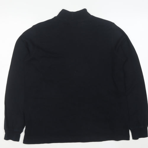 Lands' End Women's Black Mock Neck Long Sleeve Cotton Top Size 10-12