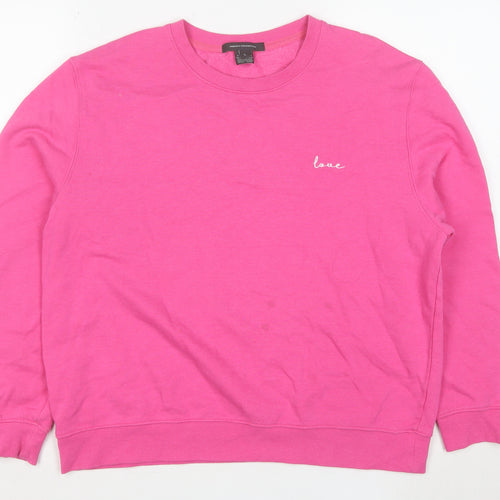 French Connection Women’s Pink Cotton Crew Neck Pullover Sweatshirt Size L