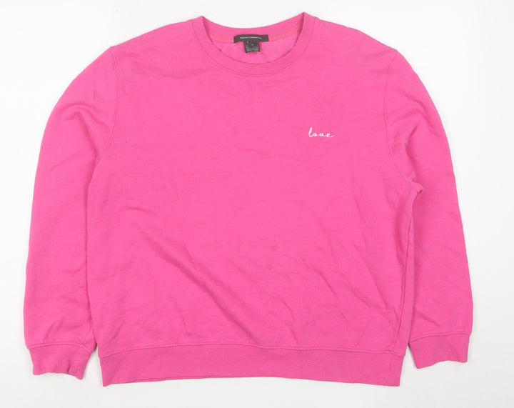 French Connection Women’s Pink Cotton Crew Neck Pullover Sweatshirt Size L