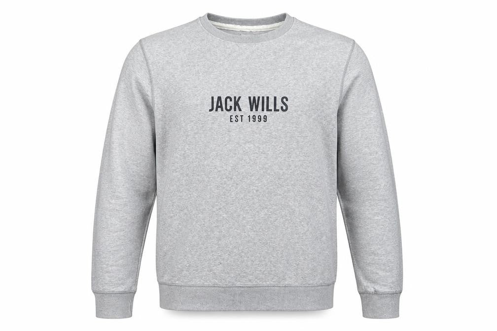 Jack Wills Men’s Grey Logo Pullover Sweatshirt L Regular Fit