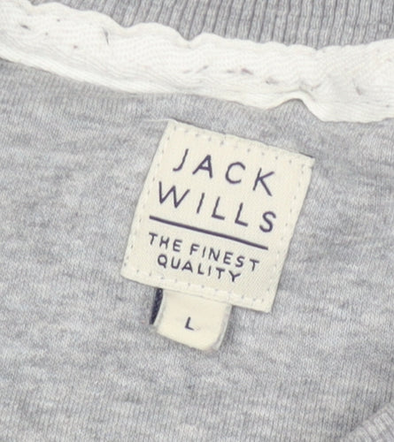 Jack Wills Men’s Grey Logo Pullover Sweatshirt L Regular Fit
