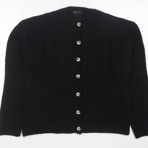 ASOS Womens Black Knit Crew Neck Button Cardigan Size S