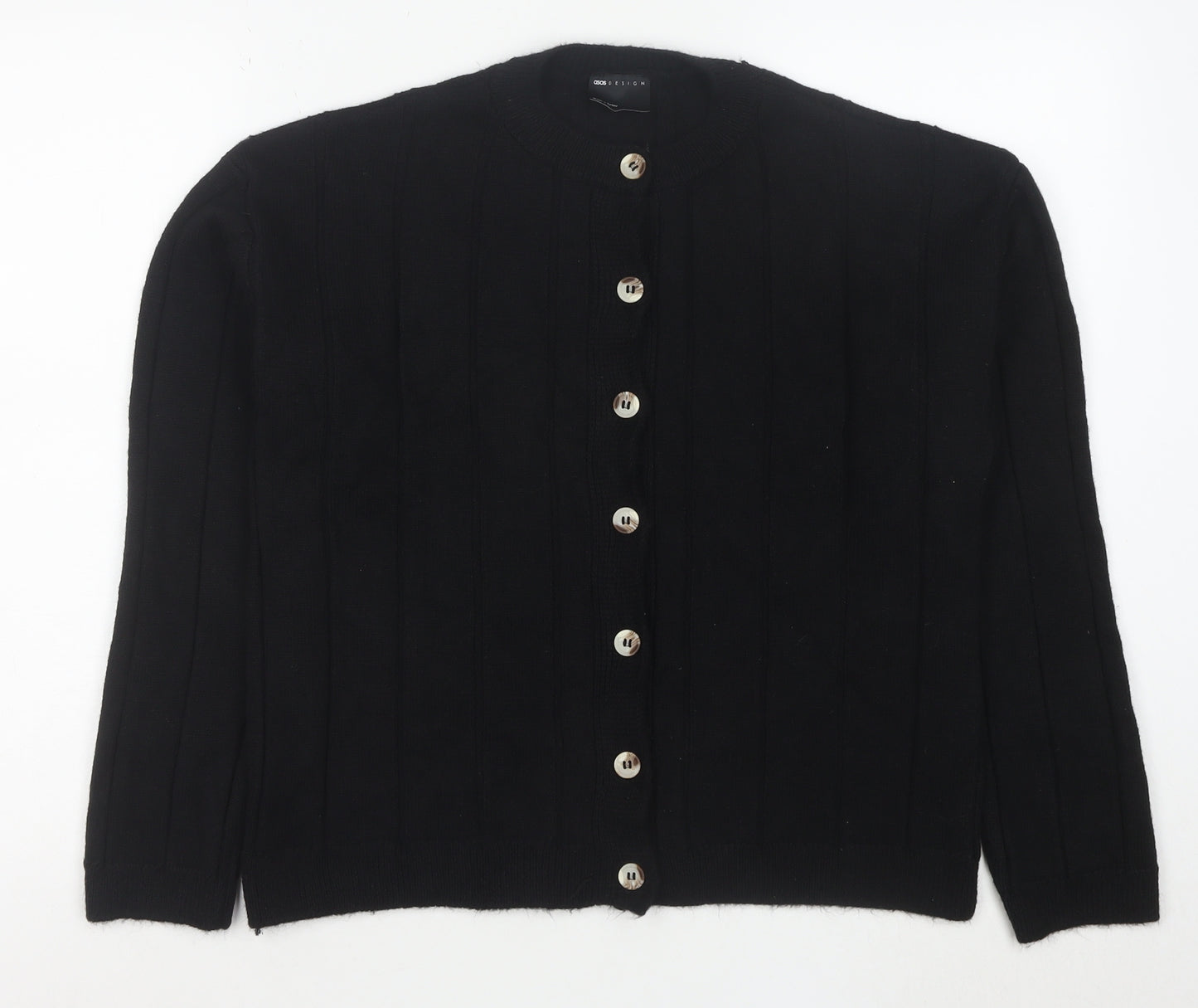 ASOS Womens Black Knit Crew Neck Button Cardigan Size S