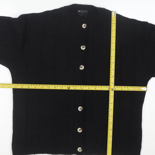 ASOS Womens Black Knit Crew Neck Button Cardigan Size S