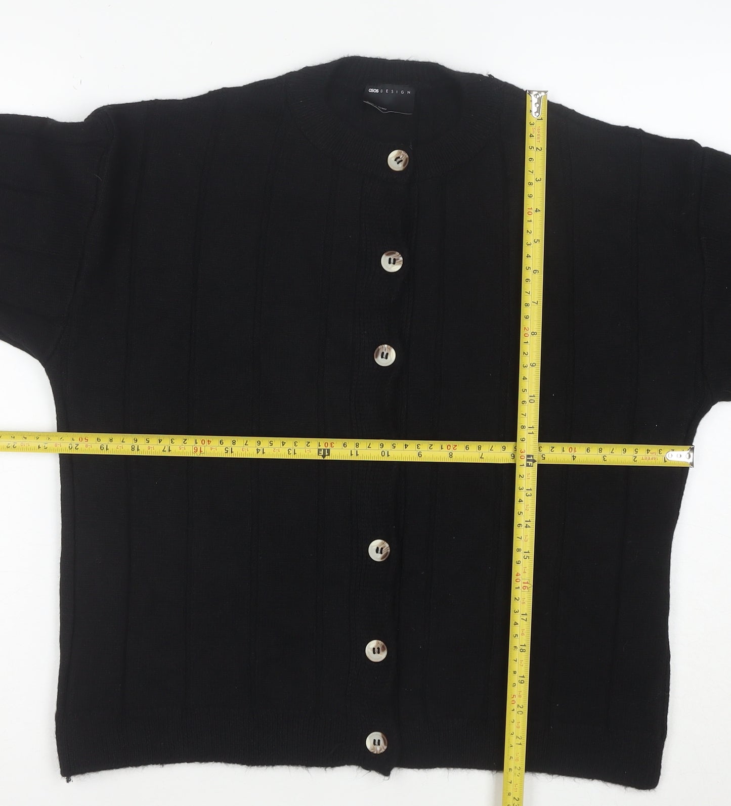 ASOS Womens Black Knit Crew Neck Button Cardigan Size S