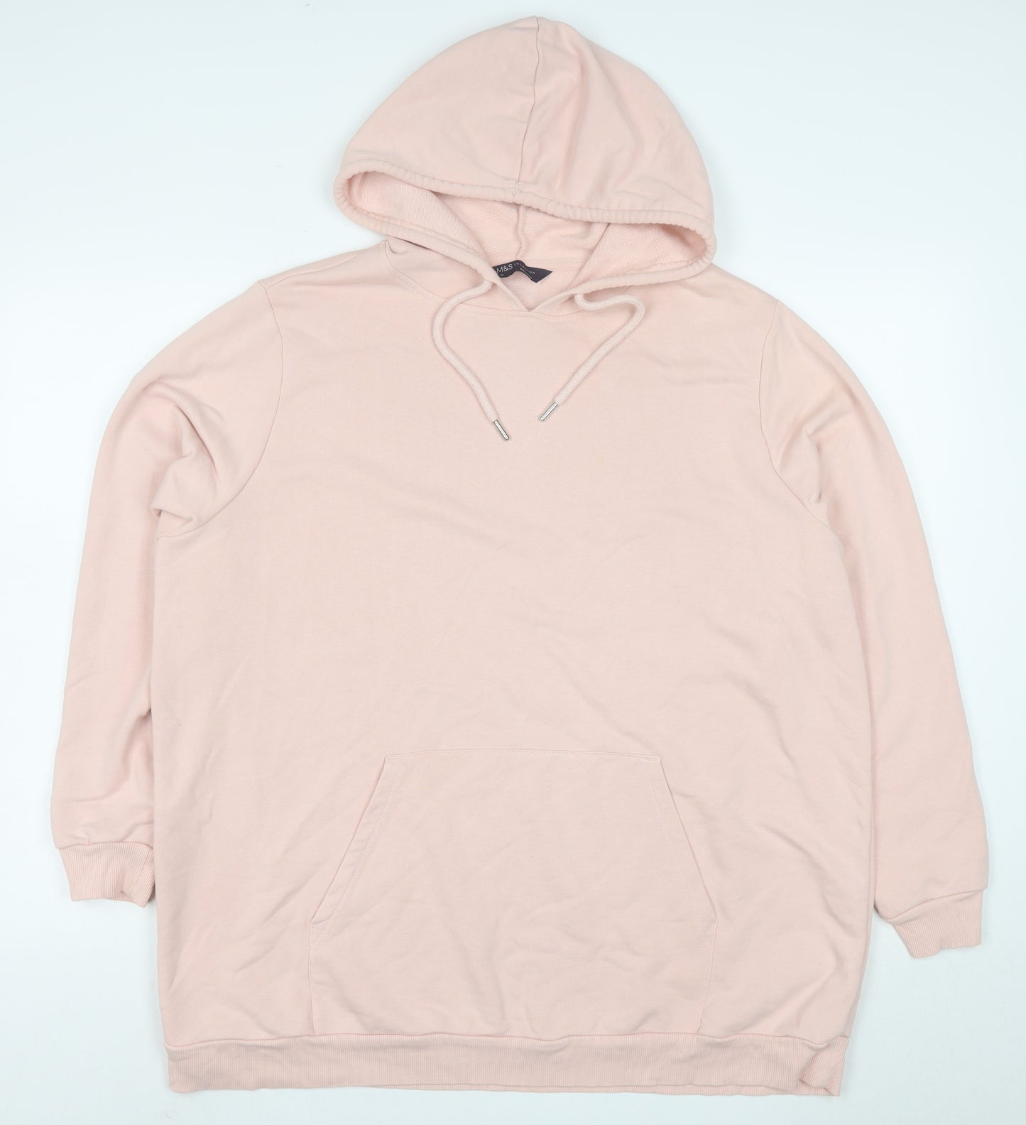 Marks and Spencer Women's Pink Pullover Hoodie Size 22 Cotton Blend